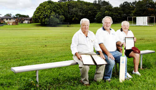 Warren Smith, John Buttrum and Greg Smith at Hill Park Oval, Wollongbar. Along with Dick Bryant and Stan Thompson, they have been recognised by Cricket Australia for their 50-year contribution to the sport. Warren Smith, John Buttrum and Greg Smith at Hill Park Oval, Wollongbar. Along with Dick Bryant and Stan Thompson, they have been recognised by Cricket Australia for their 50-year contribution to the sport.